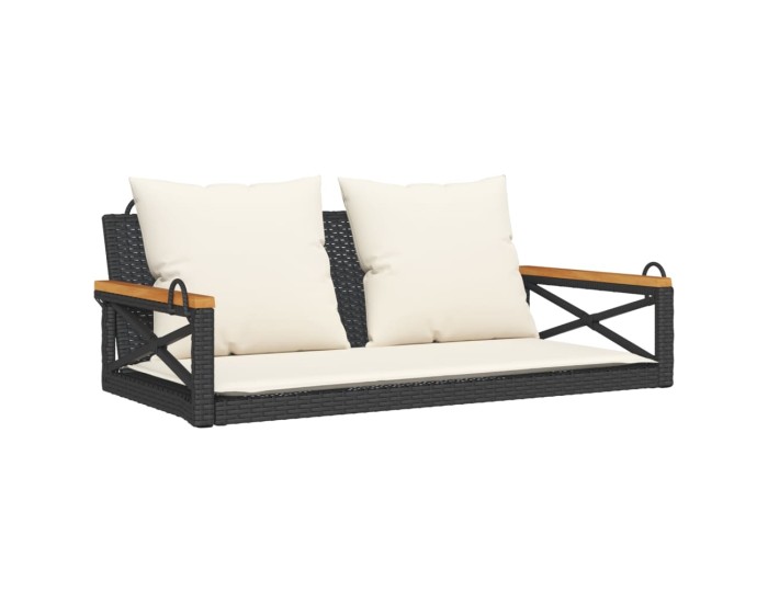 Sonata Bancă de balansoar cu perne, negru, 109x62x40 cm, poliratan