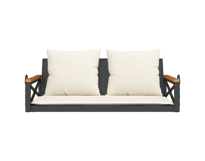 Sonata Bancă de balansoar cu perne, negru, 109x62x40 cm, poliratan