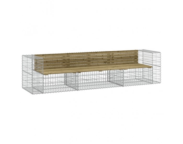 Sonata H Градинска пейка габионен дизайн 287x71x65,5 см импрегниран бор