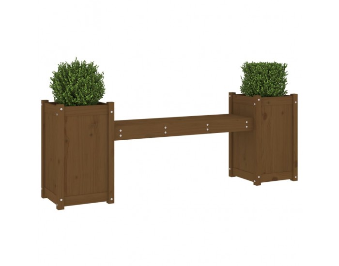 Sonata H Пейка със саксии меденокафява 180x36x63 см борово дърво масив
