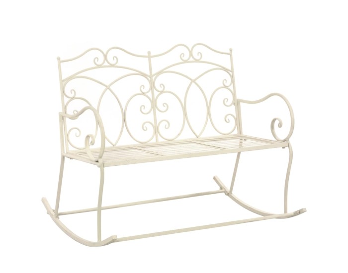 Sonata Bancă de grădină, alb vintage, 104 cm, fier