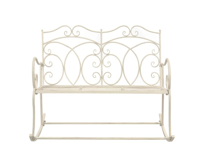 Sonata Bancă de grădină, alb vintage, 104 cm, fier