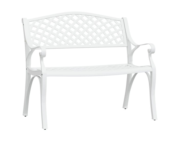 Sonata Bancă de grădină, alb, 102 cm, aluminiu turnat