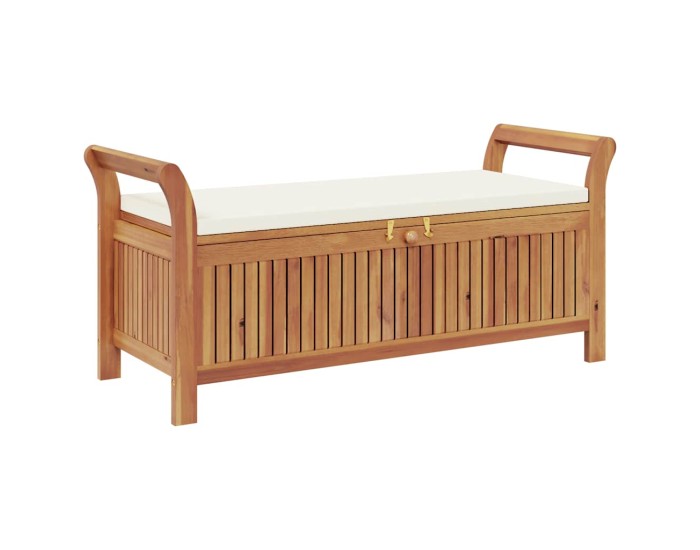 Sonata Bancă de depozitare cu pernă, 126 cm, lemn masiv de acacia