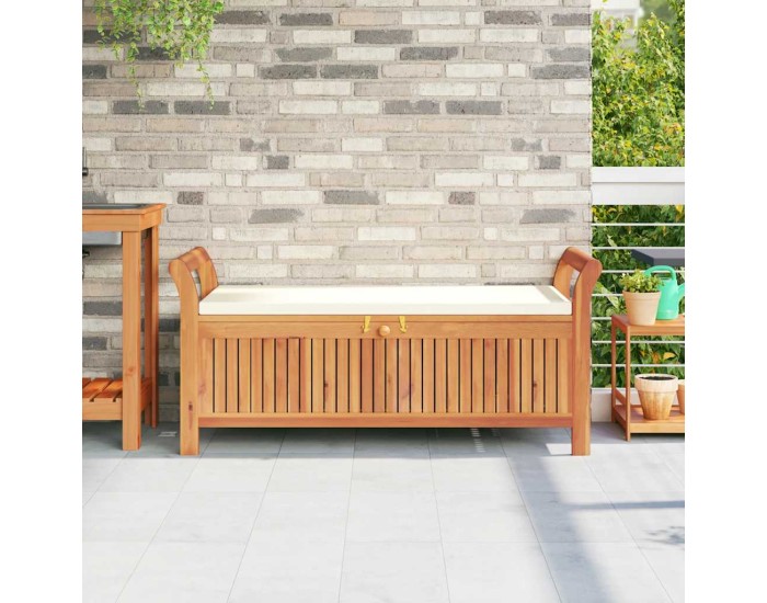 Sonata Bancă de depozitare cu pernă, 126 cm, lemn masiv de acacia
