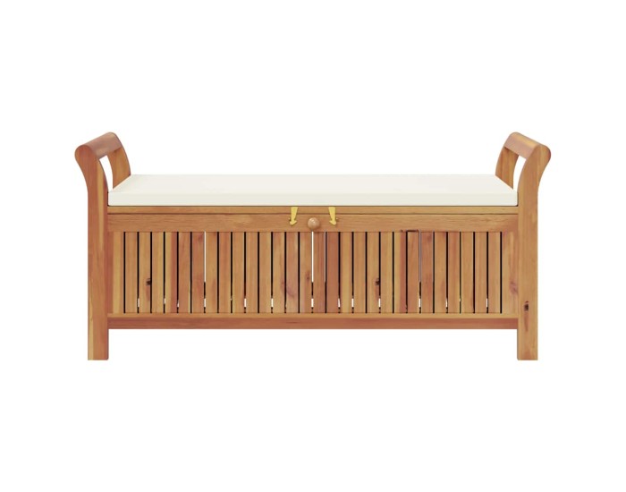 Sonata Bancă de depozitare cu pernă, 126 cm, lemn masiv de acacia