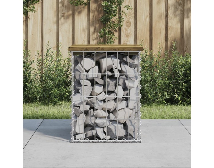 Sonata Bancă grădină, design gabion, 33x31x42 cm, lemn pin impregnat