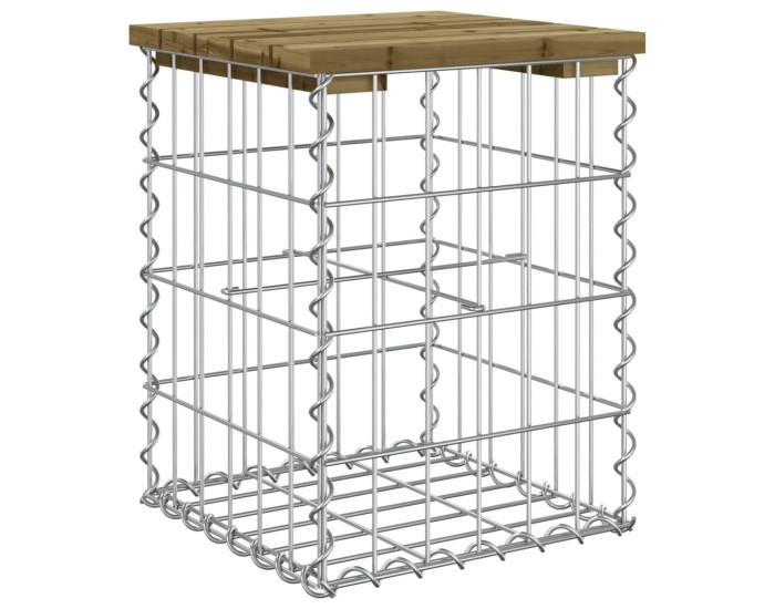 Sonata Bancă grădină, design gabion, 33x31x42 cm, lemn pin impregnat