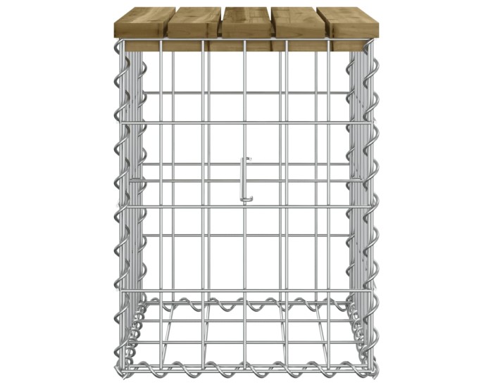 Sonata Bancă grădină, design gabion, 33x31x42 cm, lemn pin impregnat