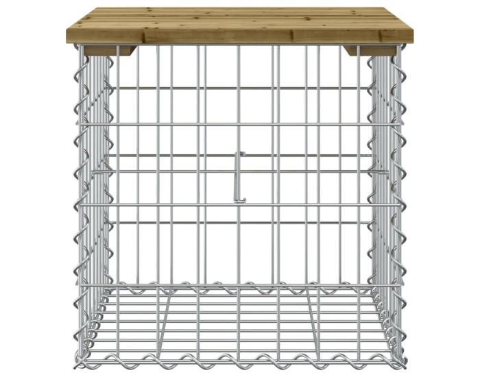 Sonata Bancă grădină, design gabion, 43x44x42 cm, lemn pin impregnat