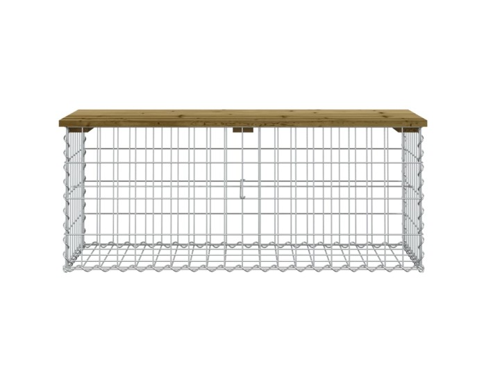 Sonata Bancă grădină, design gabion, 103x44x42 cm, lemn pin impregnat