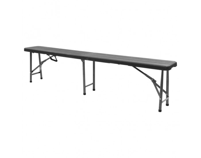 Sonata H Сгъваеми градински пейки, 2 бр, 180 см, HDPE, черни
