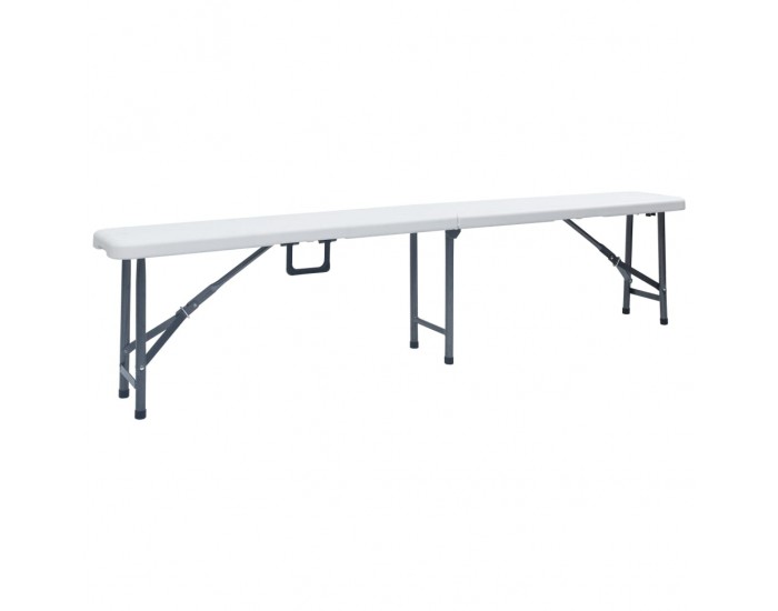 Sonata H Сгъваеми градински пейки, 2 бр, 180 см, HDPE, бели