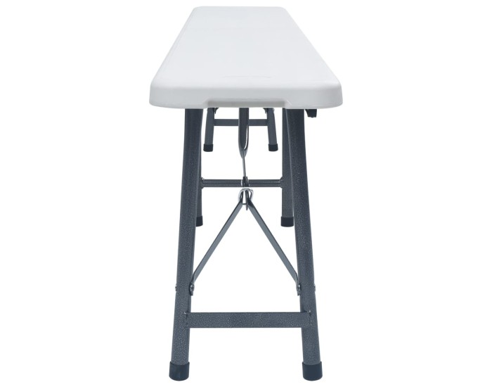 Sonata Bănci de grădină pliabile, 2 buc., alb, 180 cm, HDPE