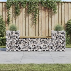 Sonata H Градинска пейка габионен дизайн 183x41x60,5 см импрегниран бор - Canapele și bănci de grădină