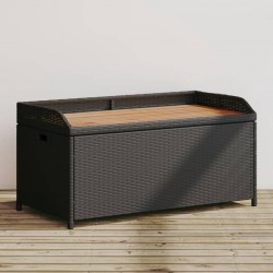 Sonata H Пейка за съхранение черна 100x50x52 см полиратан и акация - Canapele și bănci de grădină