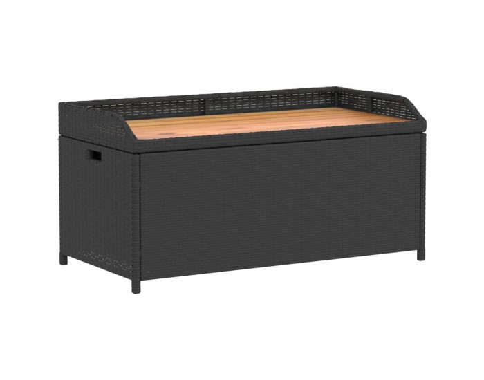 Sonata H Пейка за съхранение черна 100x50x52 см полиратан и акация