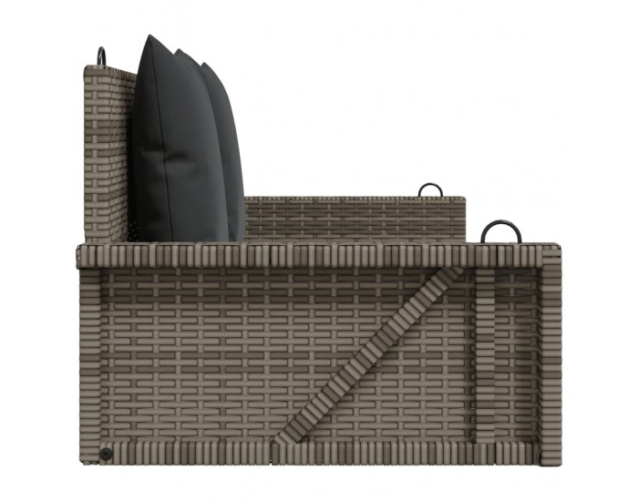 Sonata H Пейка-люлка с възглавници, сива, 119x56x48 см, полиратан