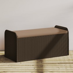 Sonata H Пейка за съхранение с възглавница кафява 115x51x52 см полиратан - Canapele și bănci de grădină
