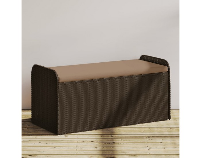 Sonata H Пейка за съхранение с възглавница кафява 115x51x52 см полиратан