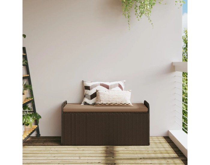 Sonata H Пейка за съхранение с възглавница кафява 115x51x52 см полиратан