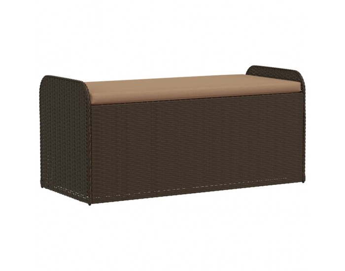 Sonata H Пейка за съхранение с възглавница кафява 115x51x52 см полиратан