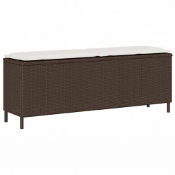 Sonata H Градинска пейка с възглавница Кафява 110x30x40,5 cm Поли ратан - Canapele și bănci de grădină
