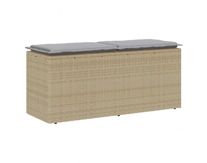 Sonata H Градинска пейка с възглавница Бежова 110x40x44 cm Поли ратан