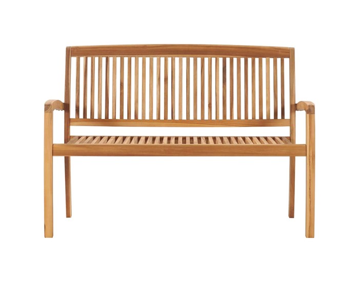 Sonata Bancă de grădină stivuibilă cu pernă, 128,5 cm, lemn masiv tec