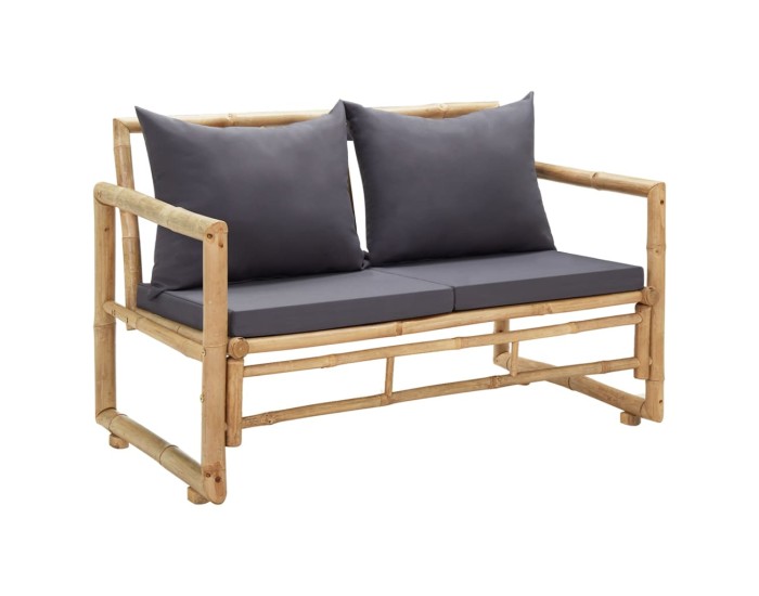 Sonata Bancă de grădină cu perne, 115 cm, bambus