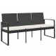 Sonata H 3-местна градинска пейка с възглавници, черна, PP ратан
