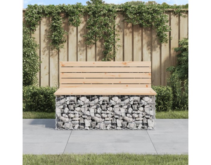 Sonata H Градинска пейка габионен дизайн 103x70x65 см борово дърво масив