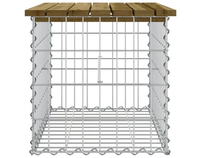Sonata Bancă grădină, design gabion, 63x44x42 cm, lemn pin impregnat