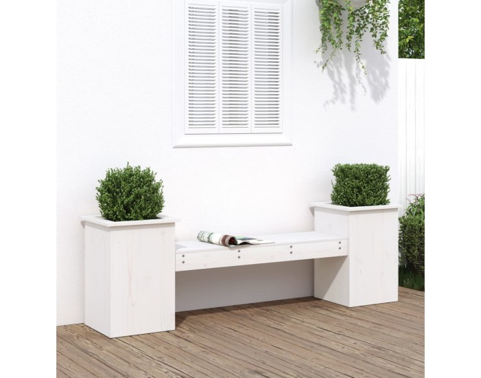 Sonata Jardinieră bancă, alb, 184,5x39,5x56,5 cm, lemn masiv de pin