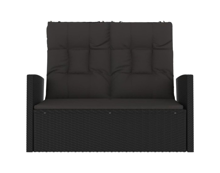 Sonata Bancă rabatabilă de grădină cu perne, negru, 118 cm, poliratan