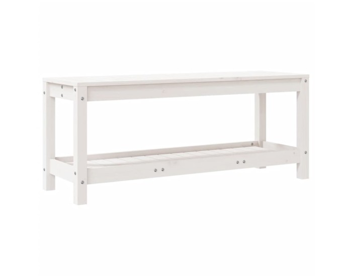 Sonata Bancă de grădină, alb, 108x35x45 cm, lemn masiv de pin