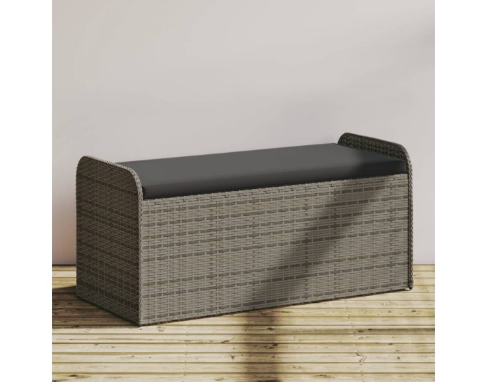 Sonata H Пейка за съхранение с възглавница сива 115x51x52 см полиратан