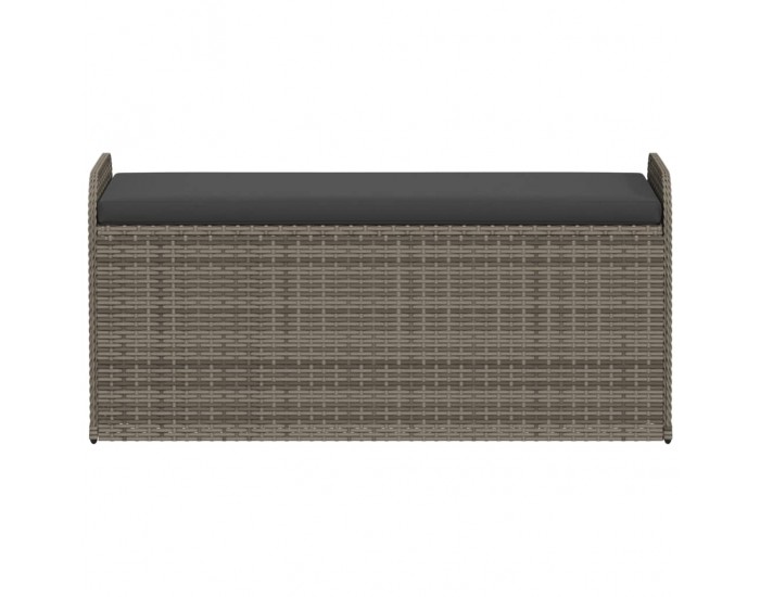 Sonata H Пейка за съхранение с възглавница сива 115x51x52 см полиратан