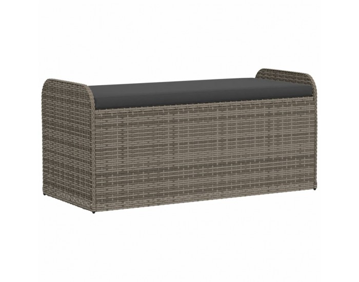 Sonata H Пейка за съхранение с възглавница сива 115x51x52 см полиратан