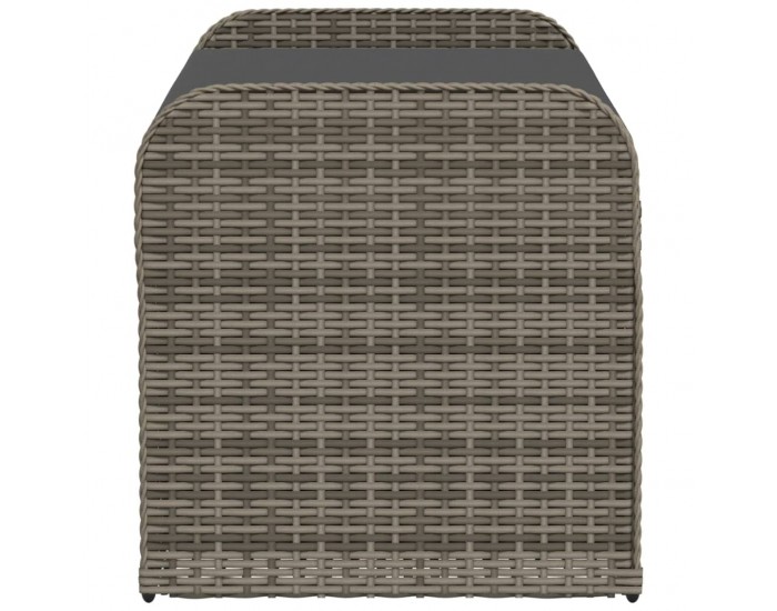 Sonata H Пейка за съхранение с възглавница сива 115x51x52 см полиратан
