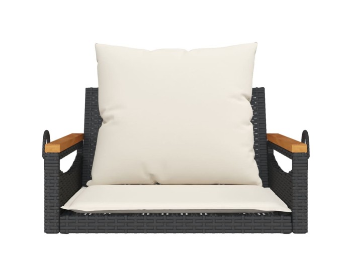 Sonata Bancă de balansoar cu perne, negru, 63x62x40 cm, poliratan