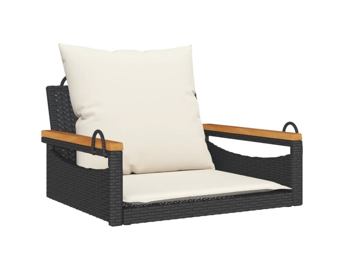 Sonata Bancă de balansoar cu perne, negru, 63x62x40 cm, poliratan