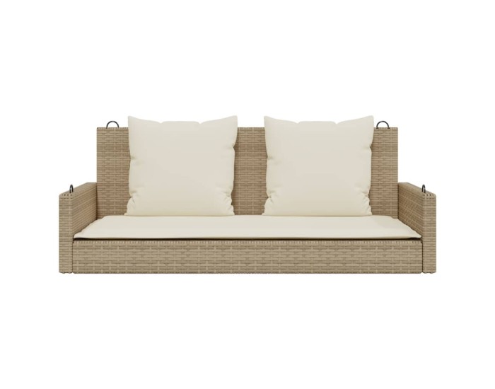 Sonata Bancă de balansoar cu perne, bej, 119x56x48 cm, poliratan
