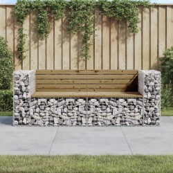 Sonata H Градинска пейка габионен дизайн 184x71x65,5 см импрегниран бор - Canapele și bănci de grădină