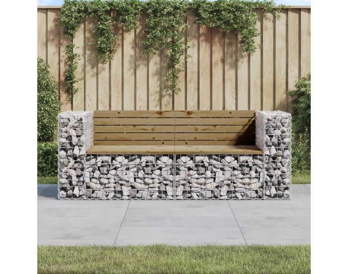 Sonata Bancă de grădină cu gabion, 184x71x65,5 cm, lemn pin impregnat