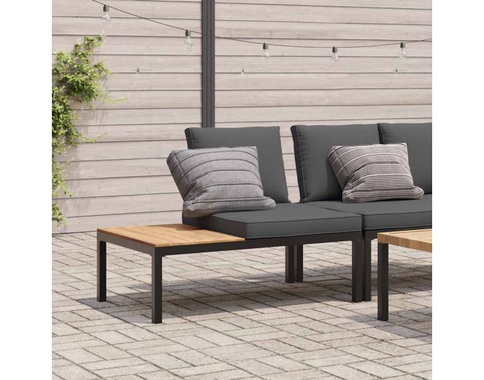 Sonata Bancă de grădină cu perne, negru, aluminiu