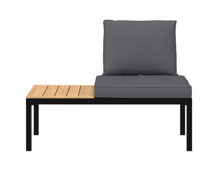Sonata Bancă de grădină cu perne, negru, aluminiu