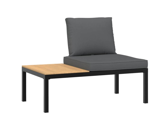 Sonata Bancă de grădină cu perne, negru, aluminiu
