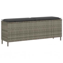 Sonata H Градинска пейка с възглавница сива 110x30x40,5 cm Поли ратан - Canapele și bănci de grădină