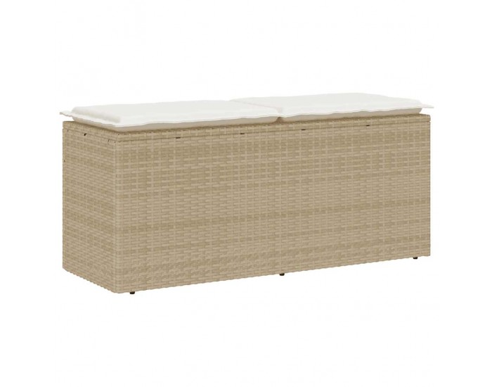 Sonata H Градинска пейка с възглавница Бежова 110x40x44 cm Поли ратан